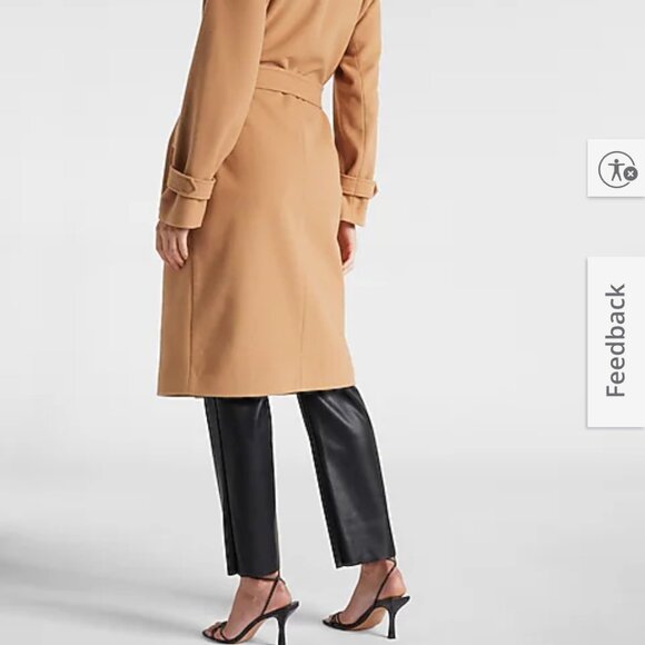 EXPRESS Belted Wrap Trenchcoat in Shade Pecan - Picture 2 of 7